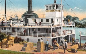 Southern Pacific Steamer Loading Freight, Sacramento River, CA c1910s Postcard