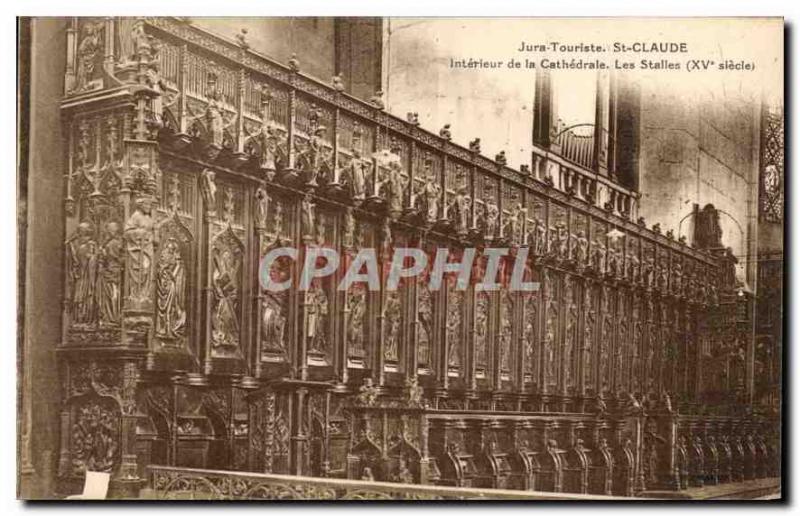 Postcard Old Tourist Jura St Claude Interior of the Cathedral The Stalls