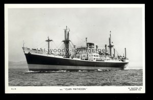 ca0326 - Clan Line Cargo Ship - Clan Matheson - postcard plain back