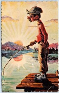 Postcard - The Contented Fisherman By Wes Herrick