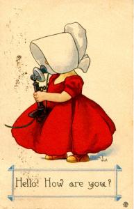 Sunbonnet Girl on Phone Artist: Wall