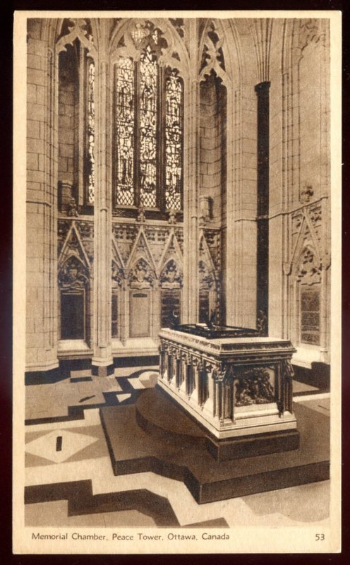 dc1195 - OTTAWA Ontario Postcard 1920s Peace Tower Memorial Chamber