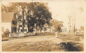 Steep Falls ME Bridge Street Real Photo Postcard