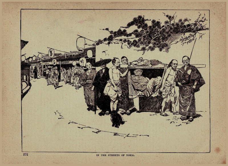 1895 Good Cheer In The Streets Of Tokyo Antique 7x10 Rare Print 