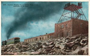 Vintage Postcard Summit House Tourist Attraction Top Of Pikes Peak Colorado CO