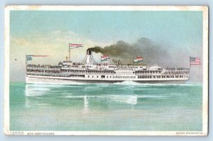 Detroit Michigan Postcard Steamer Greyhound Ship Exterior c1909 Vintage Antique