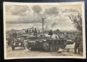 Mint Germany Real Picture Postcard Cover Waffen SS assault guns occupy a city