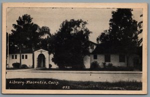 Postcard Placentia CA c1930s Library North Orange County View From Street