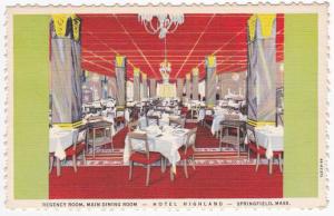 Regency Dining Room - Hotel Highland -  Springfield, Massachusetts pm 1943