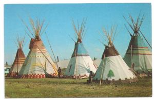US Native Americans Blackfeet Teepees Blackfoot Nation Browning Montana Postcard