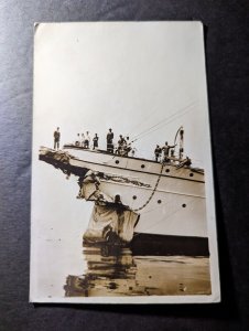 Mint Ship RPPC Postcard Crashed Ship