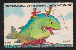 Comic Postcard - Biggest Liars Huge Fish - Used 1982