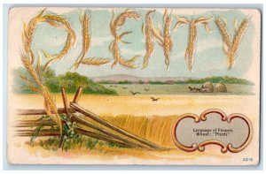 c1910's Language Of Flowers Wheat Plenty Farm Birds Posted Antique Postcard 