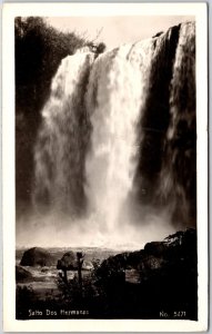 Salto Dos Hermanas Iguazu National Park Waterfalls Real Photo RPPC Postcard