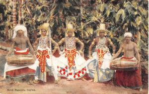 Ceylon Sri Lanka Devil Dancers Tribal Natives Antique Postcard K61096