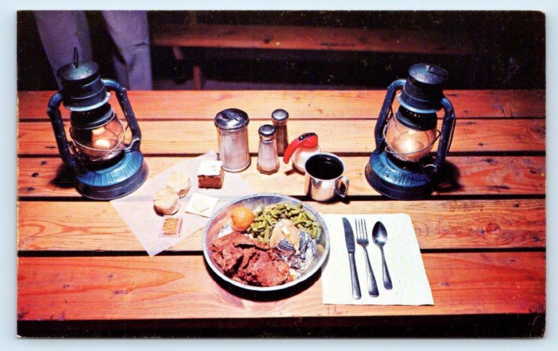 COLORADO SPRINGS, CO ~ Western Style Grub at FLYING W RANCH c1950s Postcard