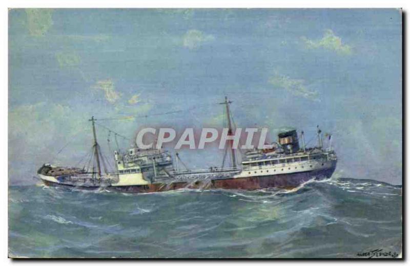 Postcard Modern Petrolier boat in heavy weather in the Mediterranean (oil tan...