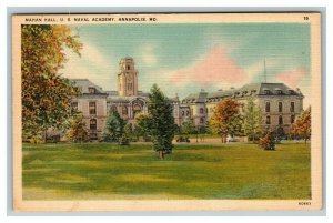 Vintage 1947 Linen Postcard Mahan Hall US Naval Academy Annapolis Maryland