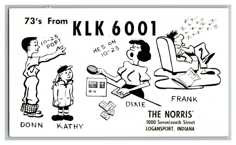 Postcard QSL Radio Card From Logansport Indiana KLK 6001 