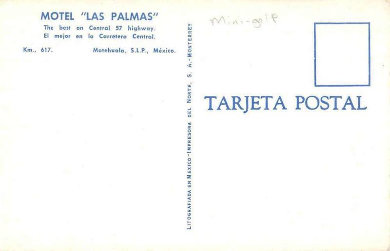 Matehuala Mexico Motel Las Palmas Mini Golf Vintage Postcard JA7471848