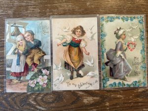 Lot of Antique Postcards Early 1900s Vintage Embossed Children Valentine’s Day