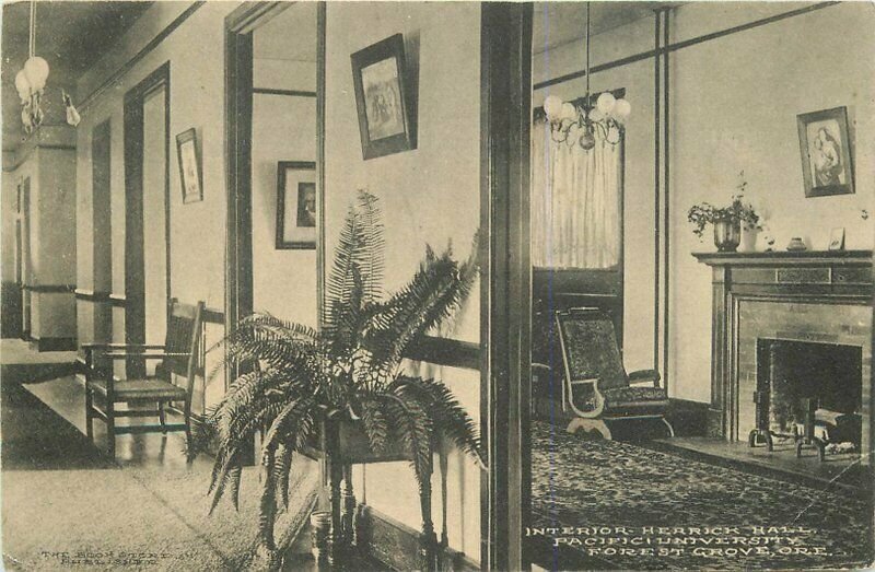 Forest Grove Oregon Pacific University Interior Hall 1912 Postcard 7651