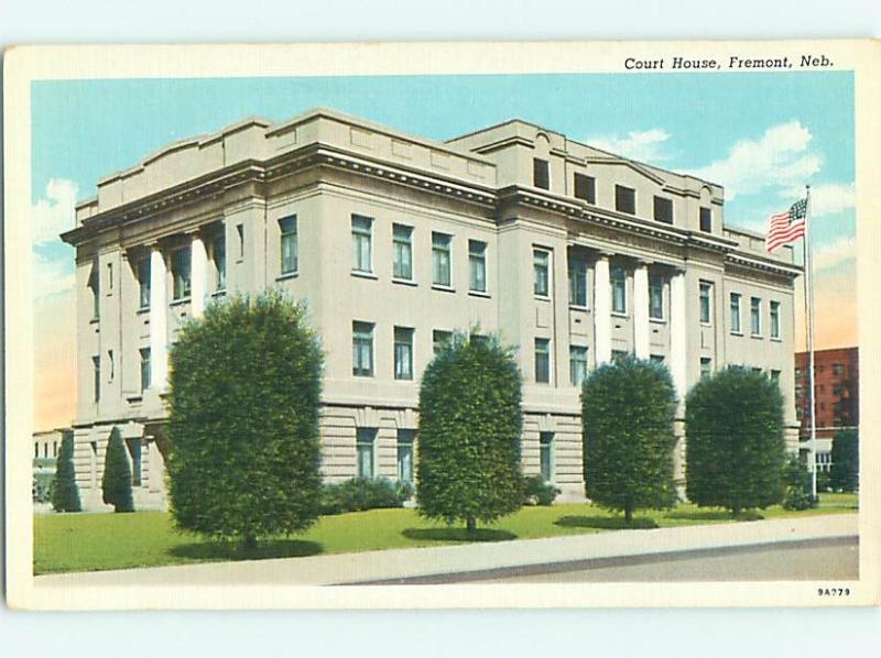 Unused Linen COURT HOUSE Fremont Nebraska NE v4073