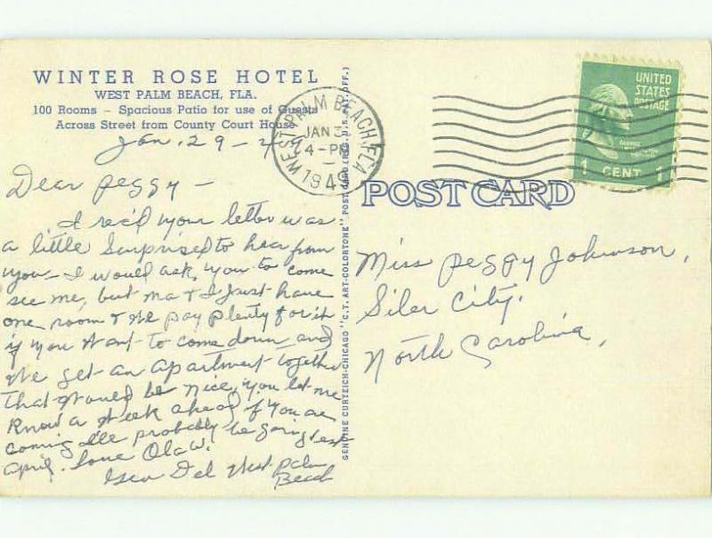 Linen WINTER ROSE HOTEL West Palm Beach Florida FL HQ4189