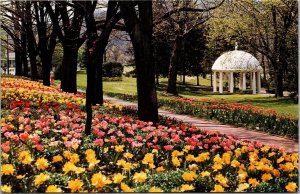 Postcard WV White Sulphur Springs The Greenbrier hotel Spring House tulips