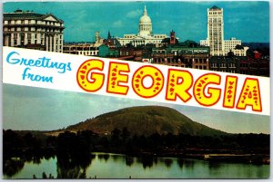 VINTAGE POSTCARD GREETINGS FROM GEORGIA STATE CAPITOL VIEW & STONE MOUNTAIN