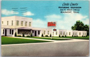 Beaumont Texas TX, Circle Courts, Motel Building, Driveway, Vintage Postcard