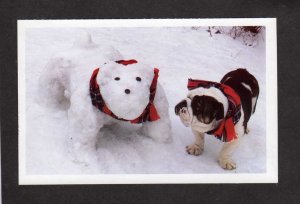 NY Dogs Snowman  Animal League Port Washington New York Postcard Dressed Dog