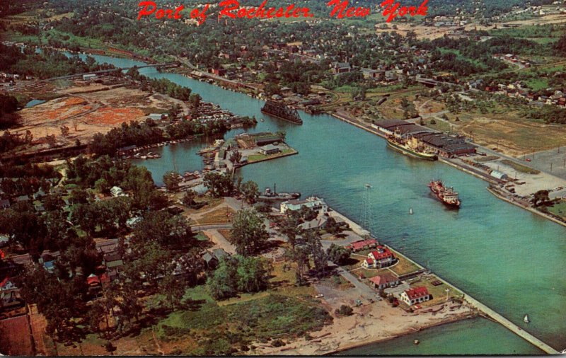 New York Rochester Aerial View Showing Boats At Rochester Terminal