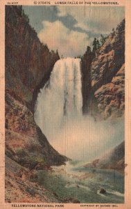 Vintage Postcard 1939 Lower Falls Of The Yellowstone National Park Wyoming WY