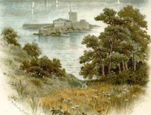 1880s Raphael Tuck Christmas St. Aubin's Castle & Bay-Jersey &G