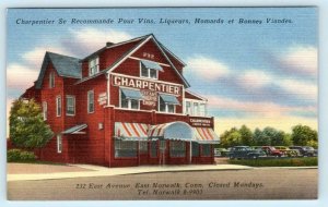 NORWALK, Connecticut CT ~ Roadside CHARPENTIER'S Restaurant c1940s-50s Postcard