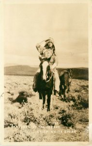 c1940 RPPC Native American Chief White Spear Actor Sentinel of the Desert