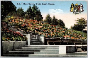 Rock Garden Crystal Beach Canada Stairway Flower Garden Postcard