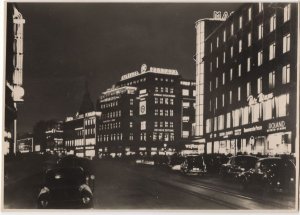 Hannover at Night 1950s Real Photo German Postcard