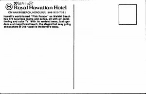 Postcard HOTEL SCENE Honolulu - Waikiki Hawaii HI AO3645