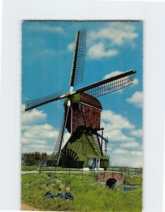 Postcard Dutch Windmill Hellouw Netherlands