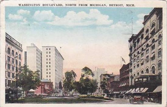 Michigan Detroit Washington Boulevard North From Michigan 1923