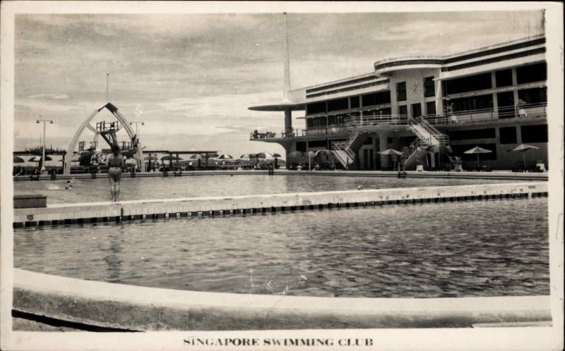 Singapore Swimming Club Real Photo Postcard