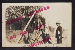 Clear Lake WISCONSIN RPPC 1912 TRENCHING CREW Laying Water Main PIPE Pipes WI KB