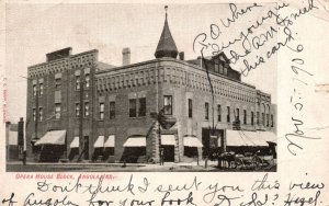 Vintage Postcard 1906 Opera House Block Angola Indiana IN E.C. Kropp Co. Pub.