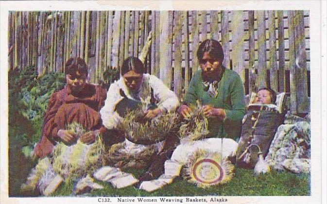 Alaska Native Women Weaving Baskets