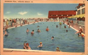 Virginia Beach Virginia Swimming Pool c1930-50s Vintage Postcard
