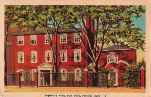 Longfellow’s Home Portland Maine Linen c.1940 Postcard / 10c1-280