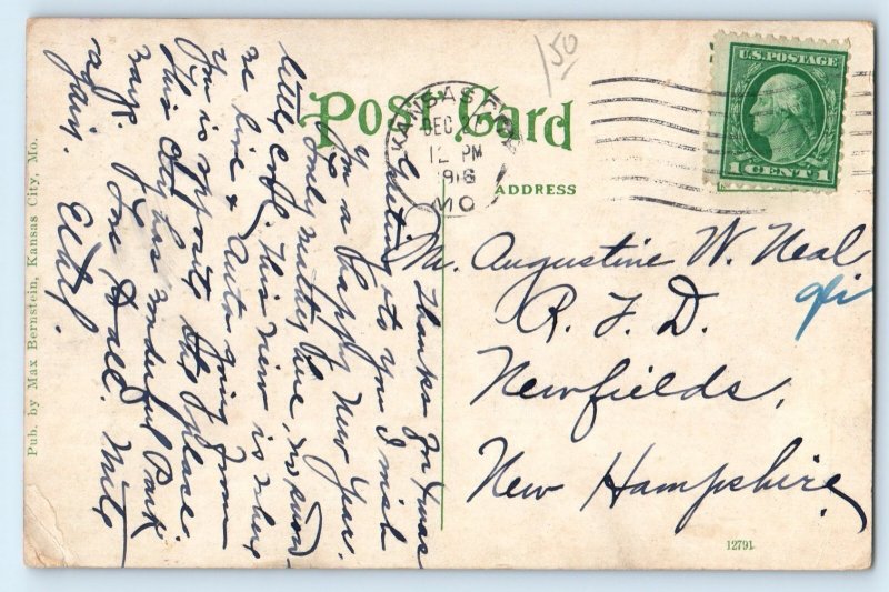 1918 Kansas City Missouri Postcard Linwood Boulevard East Troost Avenue Building