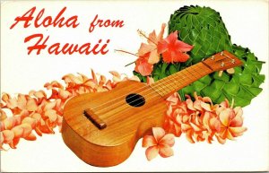 Aloha From Hawaii HI Ukulele VTG Postcard UNP Unused Nani Lii 